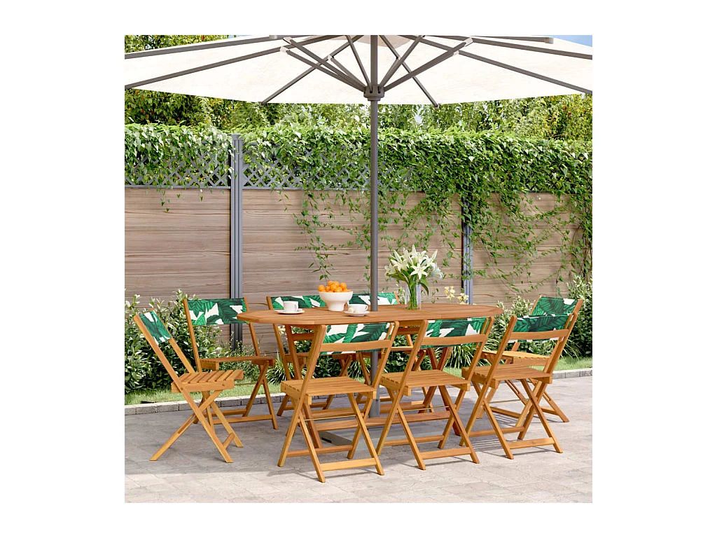 Chaises de jardin pliantes lot de 8 vert tissu et bois massif