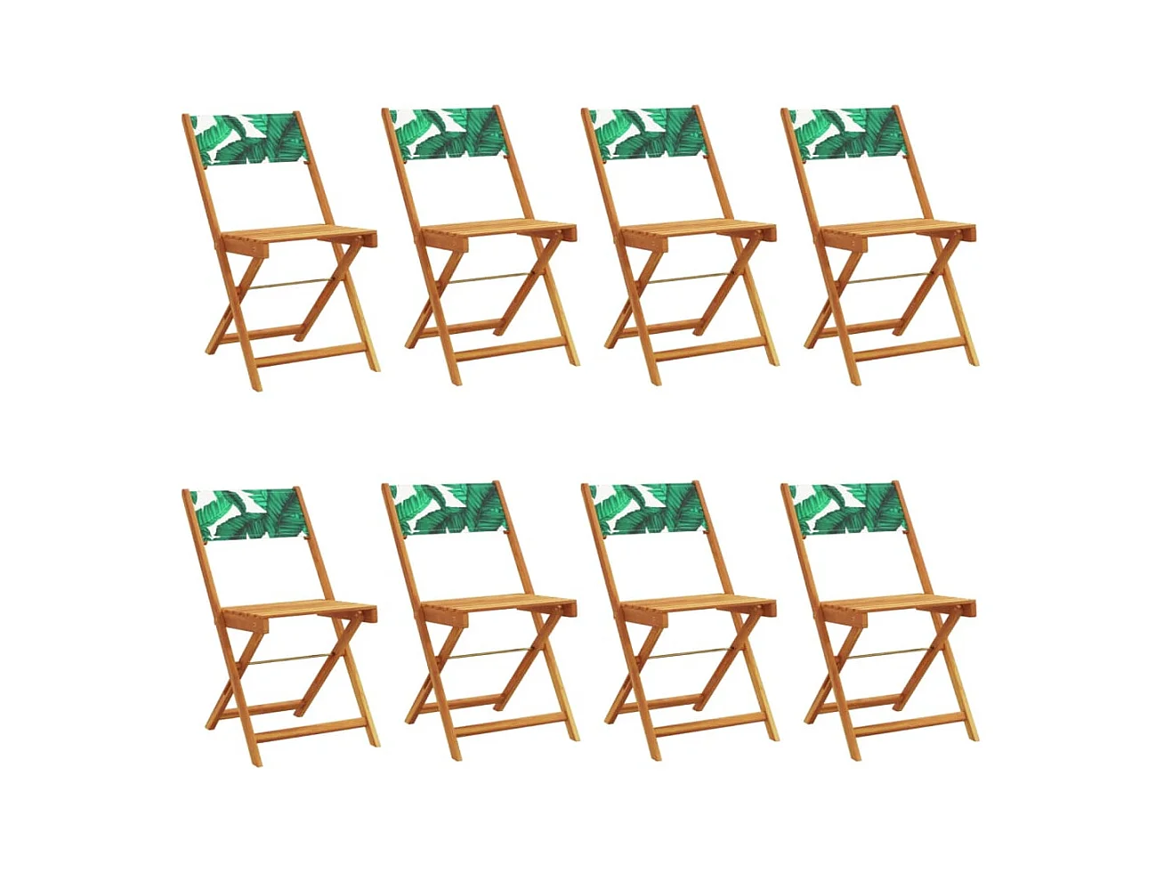 Chaises de jardin pliantes lot de 8 vert tissu et bois massif