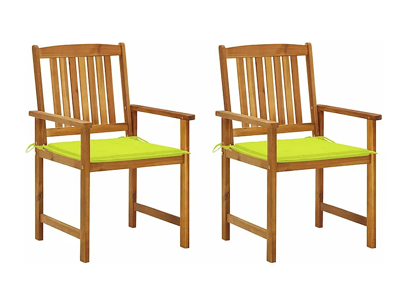 Chaises de jardin avec coussins 2 pièces Bois d'acacia massif