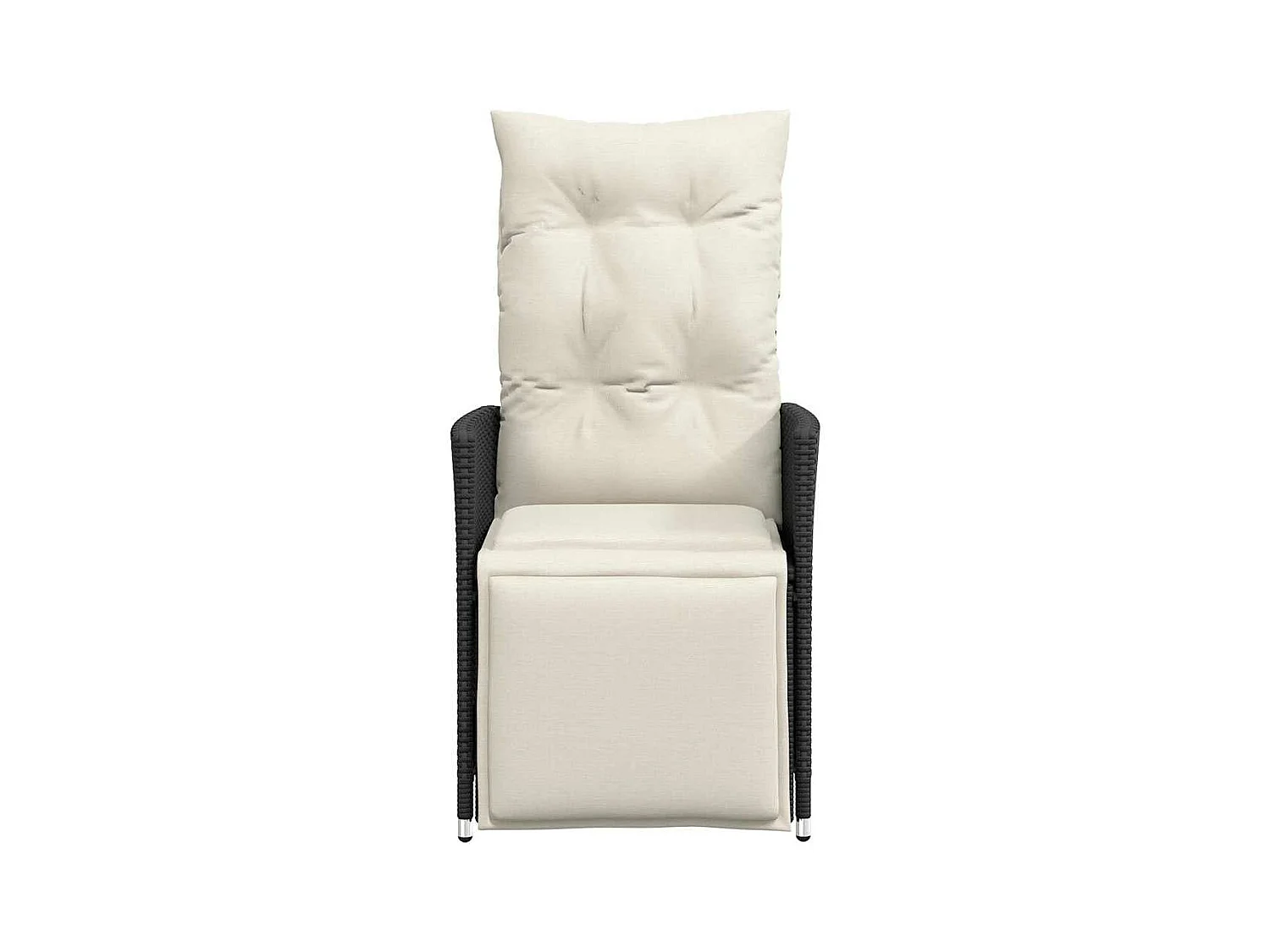 Tuinstoel verstelbaar met kussens poly rattan zwart