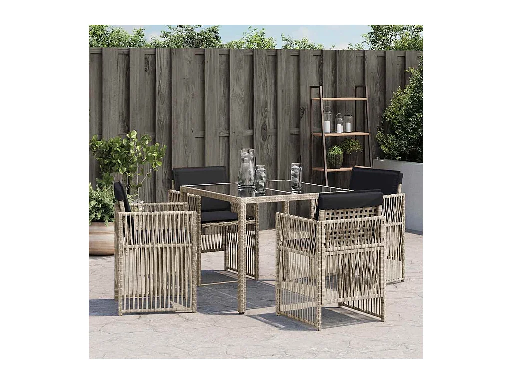 Sillones de jardín con cojines 4 unidades ratán sintético gris claro