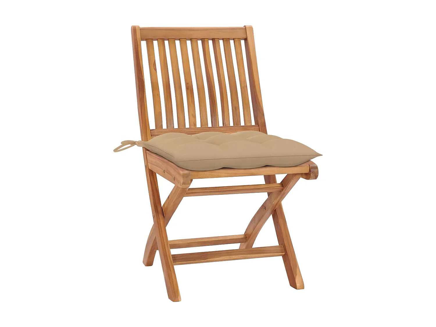 Sillas de jardín 2 unidades madera maciza de teca con cojines beige