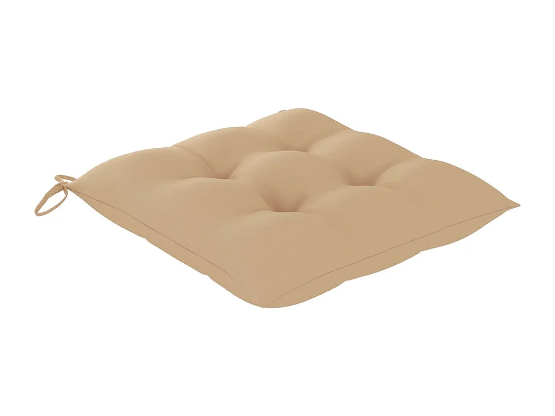 Sillas de jardín 2 unidades madera maciza de teca con cojines beige