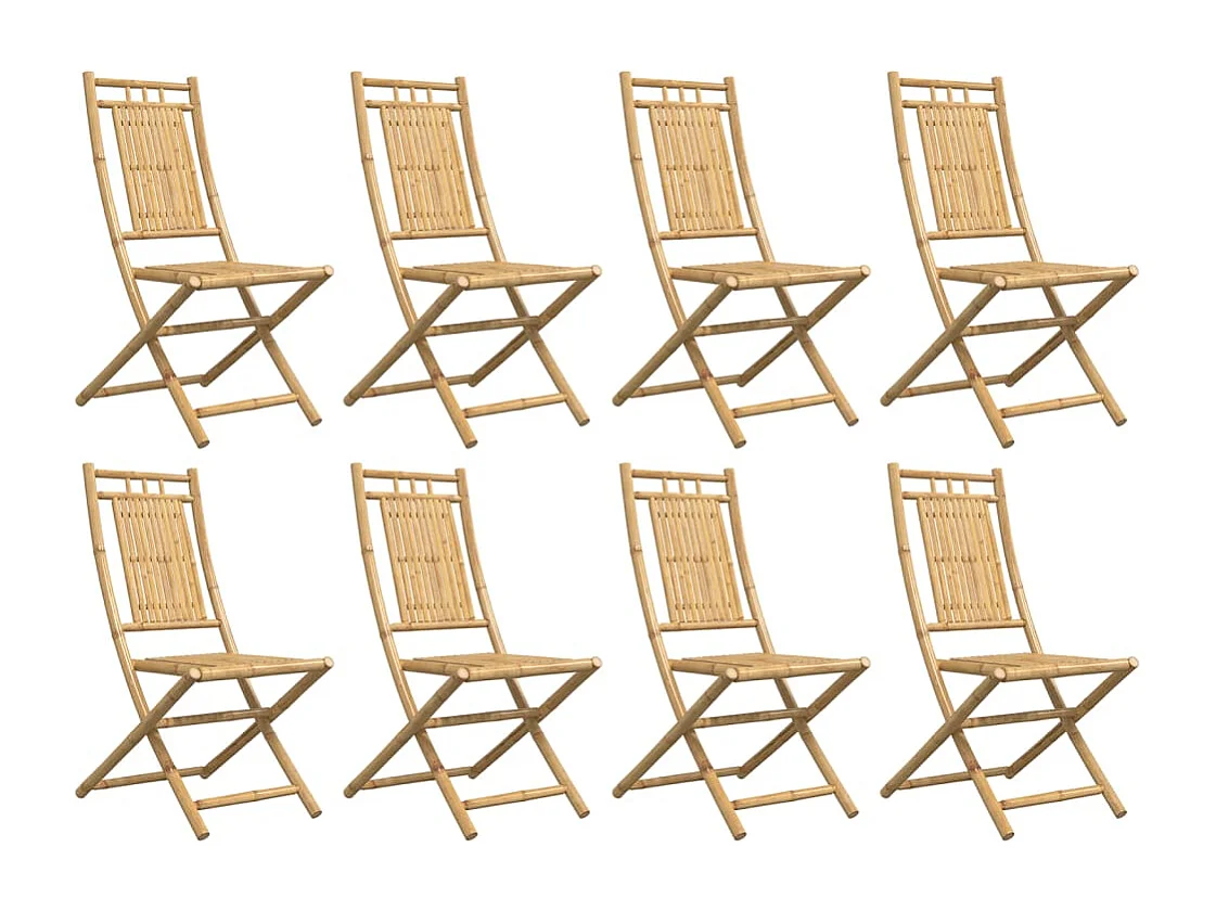 Chaises pliables de jardin lot de 8 46x66x99 cm bambou