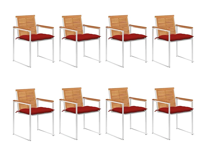 Cadeiras de jardim 8 peças com almofadões madeira de acácia maciça