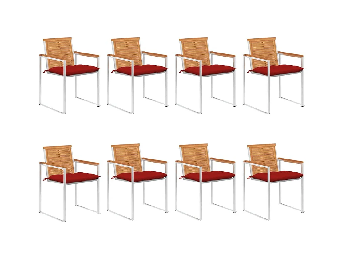 Cadeiras de jardim 8 peças com almofadões madeira de acácia maciça