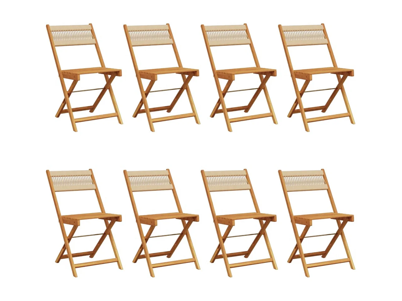 Chaises de jardin pliantes lot de 8 beige bois d'acacia massif
