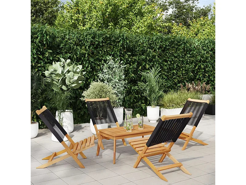 Chaises de jardin pliantes lot de 4 noir bois d'acacia massif