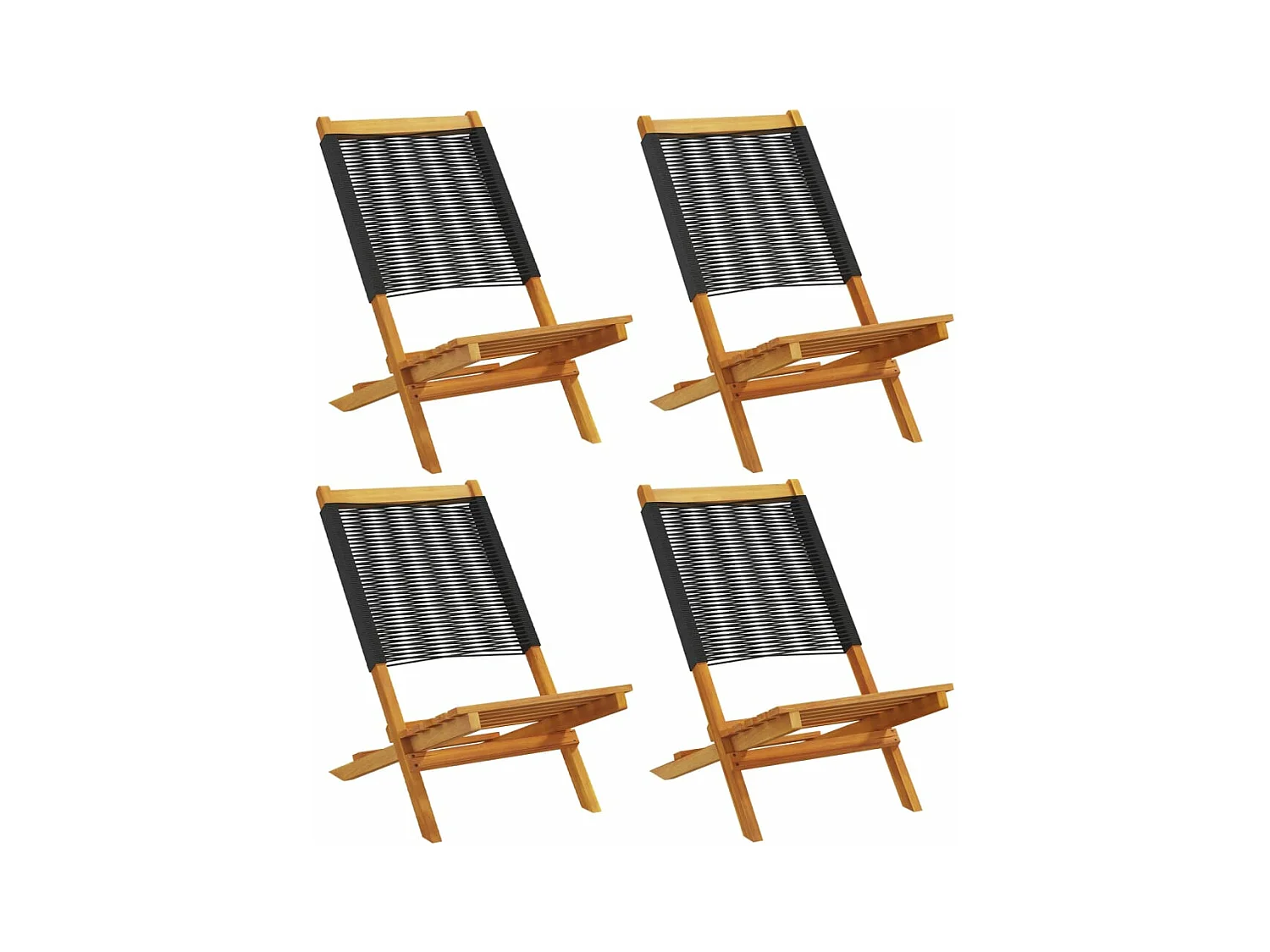 Chaises de jardin pliantes lot de 4 noir bois d'acacia massif
