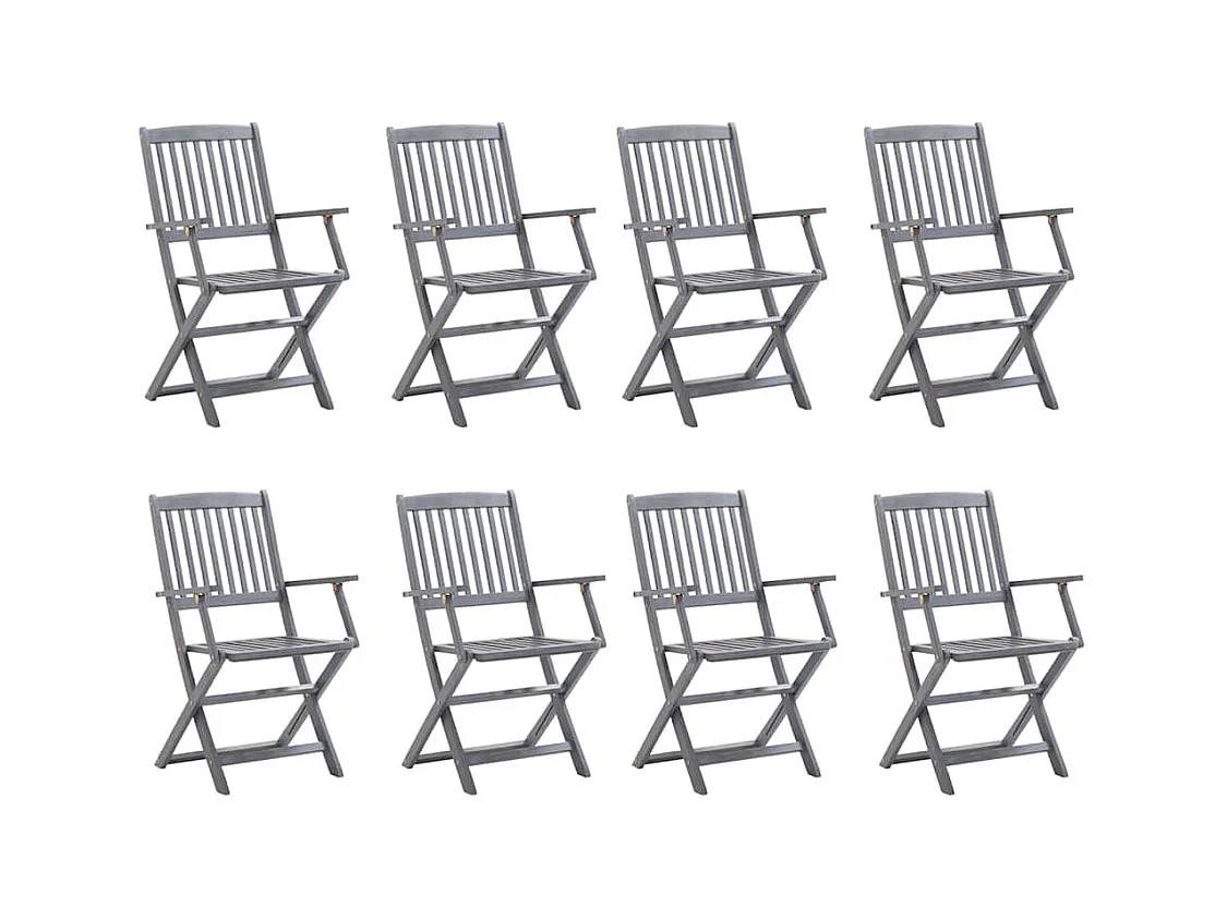 Cadeiras de exterior dobráveis 8 peças com almofadões acácia maciça