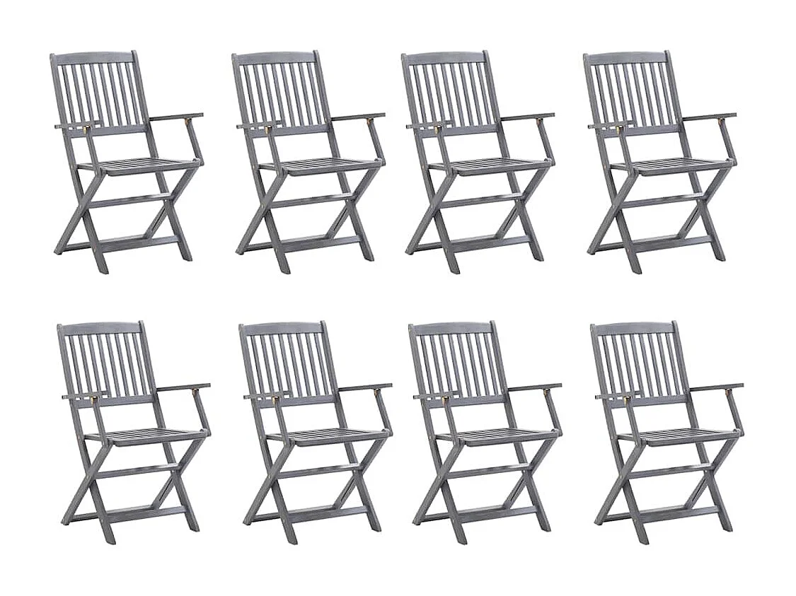 Sillas de jardín plegables 8 unidades y cojines madera maciza acacia