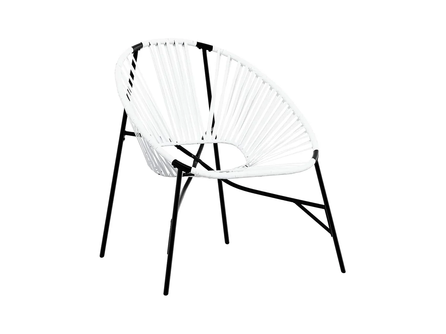 Lot de 3 Chaise de jardin noir et blanc résine tressée