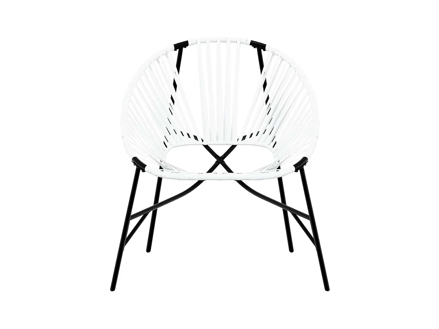 Lot de 3 Chaise de jardin noir et blanc résine tressée