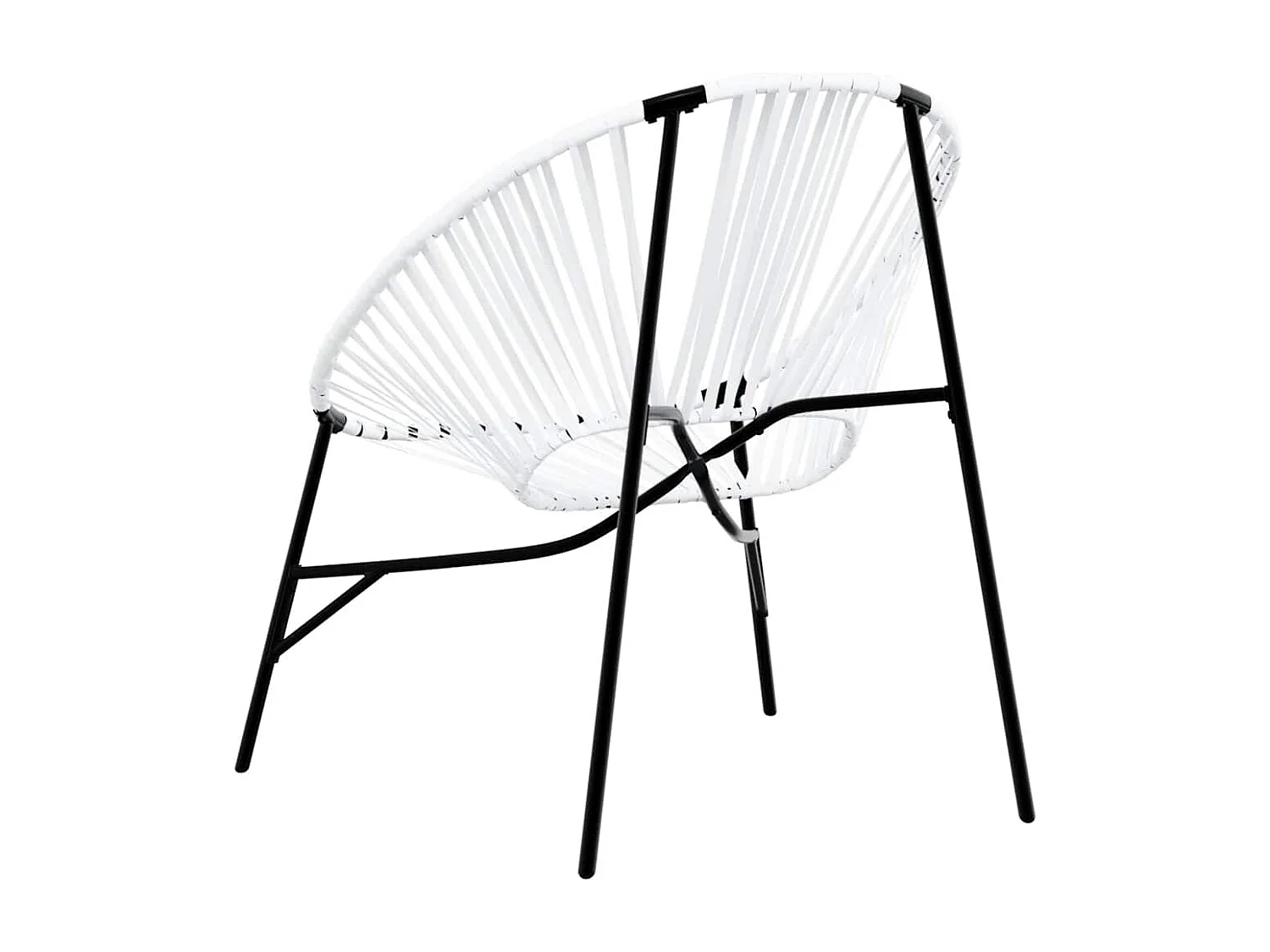 Lot de 3 Chaise de jardin noir et blanc résine tressée