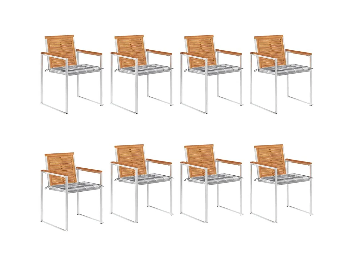 Chaises de jardin 8 pièces avec coussins Bois d'acacia solide