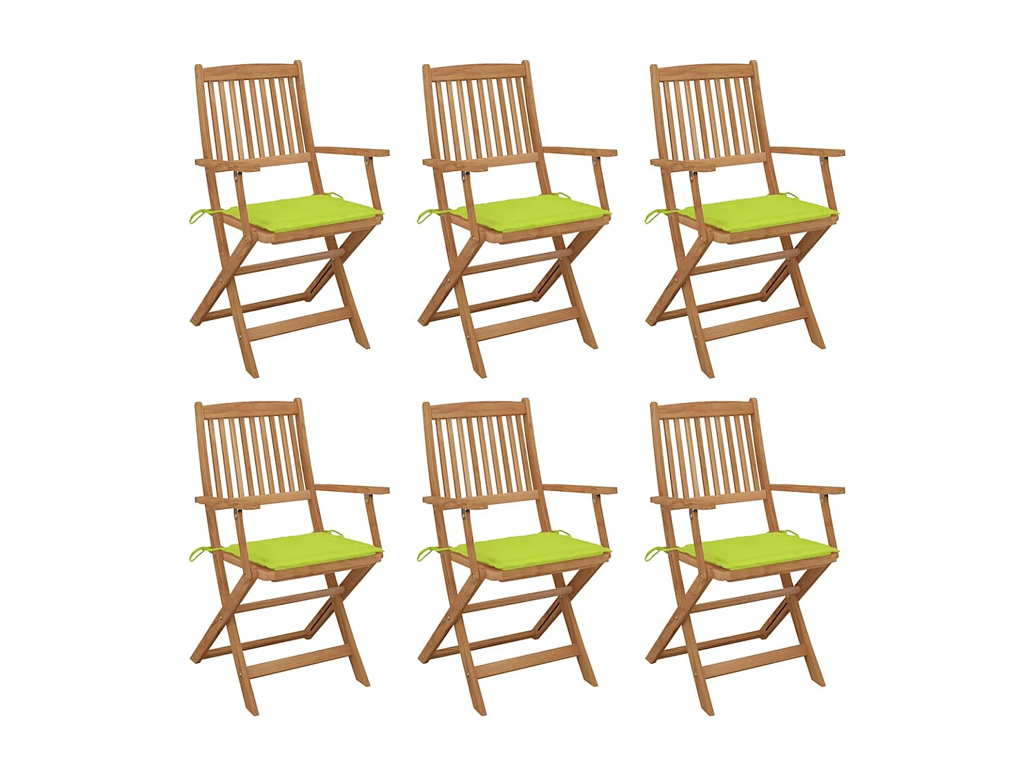 Chaises pliables de jardin 6 pièces avec coussins Bois d'acacia