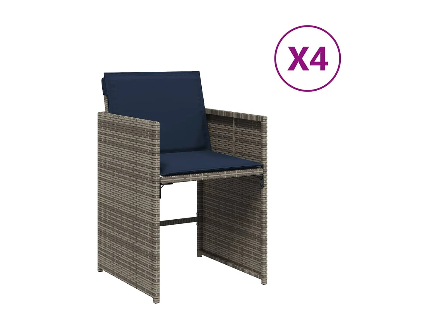 Sillones de jardín con cojines 4 unidades ratán sintético gris