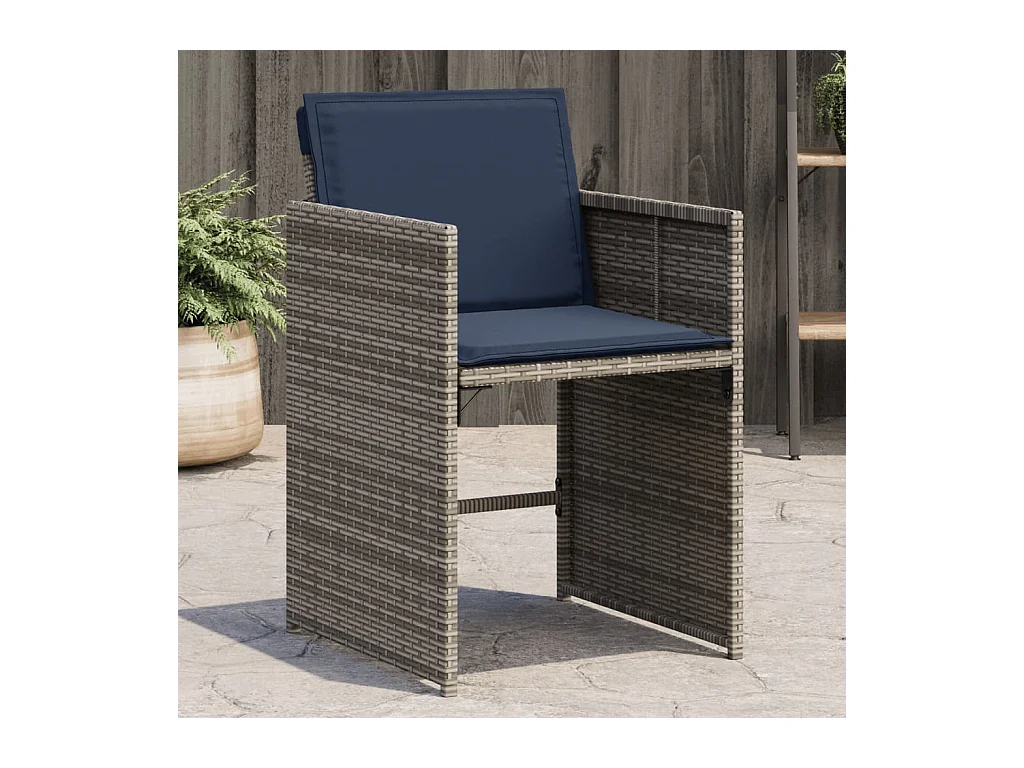 Chaises de jardin avec coussins lot de 4 gris résine tressée