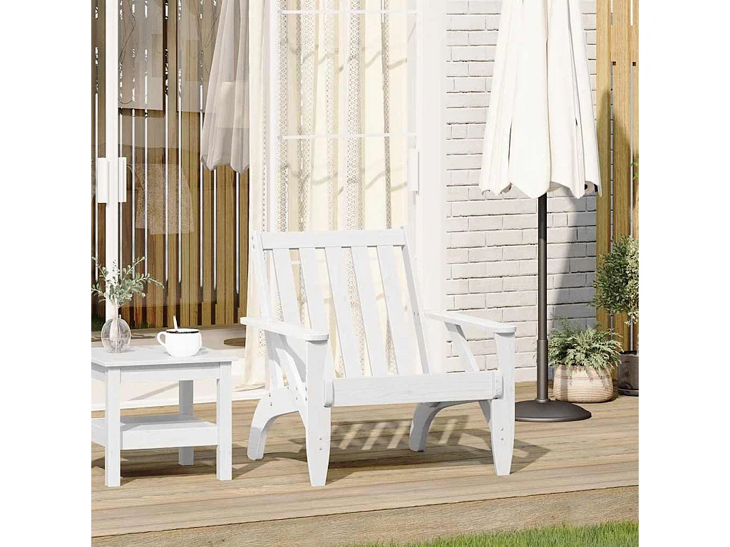 Chaise de jardin adirondack blanc 75x77x77cm bois massif de pin