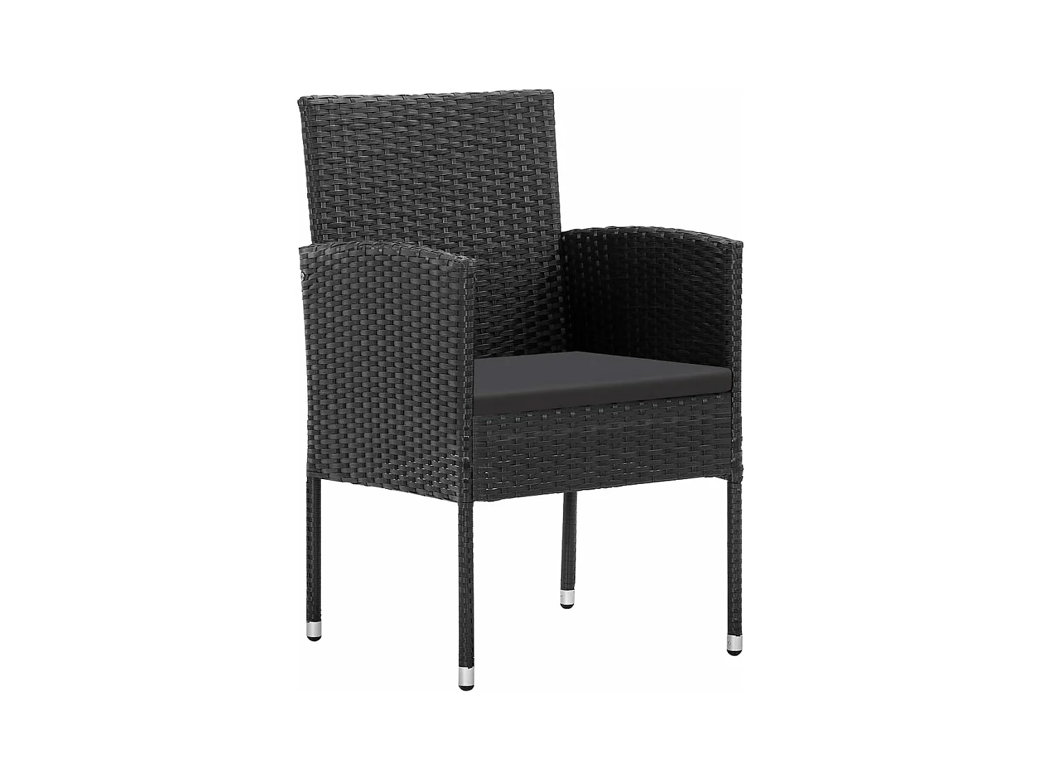 Tuinstoelen 4 stukkenmet zwarte kussens poly rattan zwart