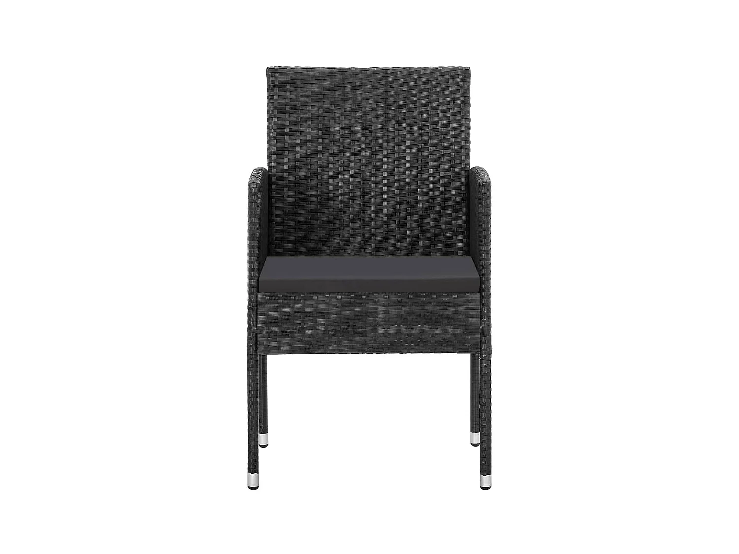 Tuinstoelen 4 stukkenmet zwarte kussens poly rattan zwart