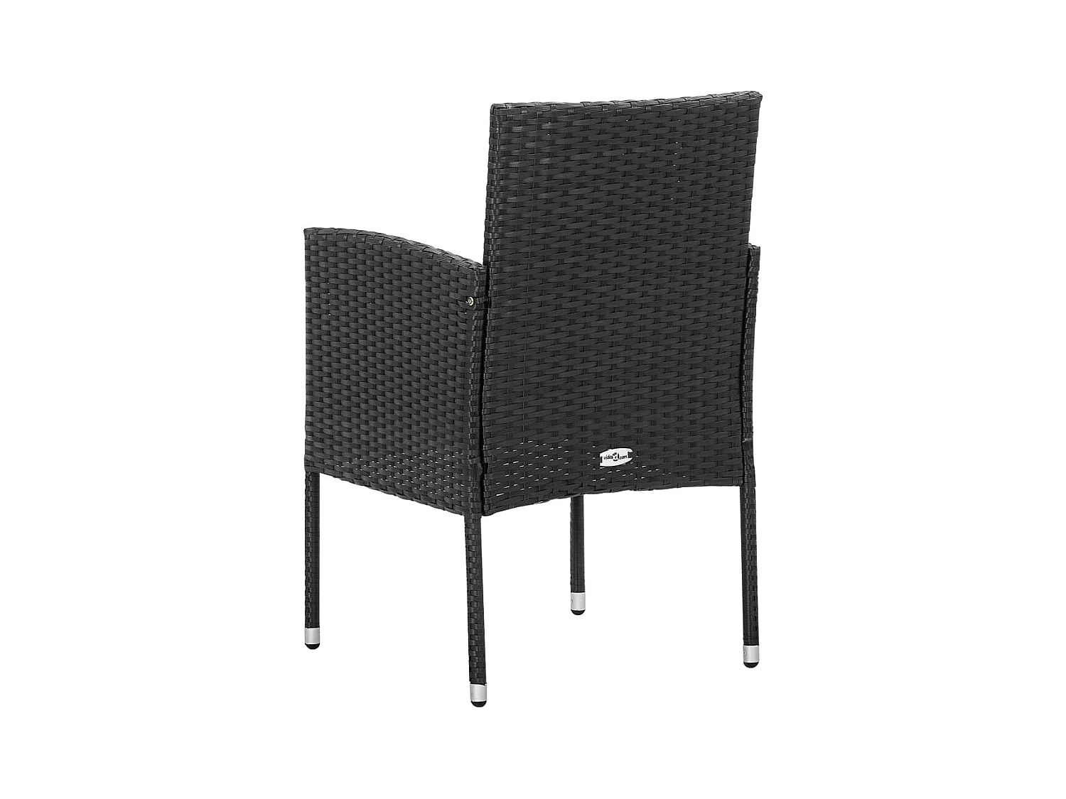 Tuinstoelen 4 stukkenmet zwarte kussens poly rattan zwart