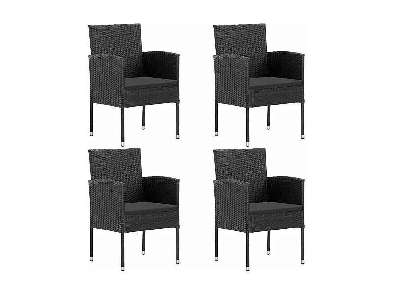 Chaises de jardin coussins noir lot de 4 noir résine tressée
