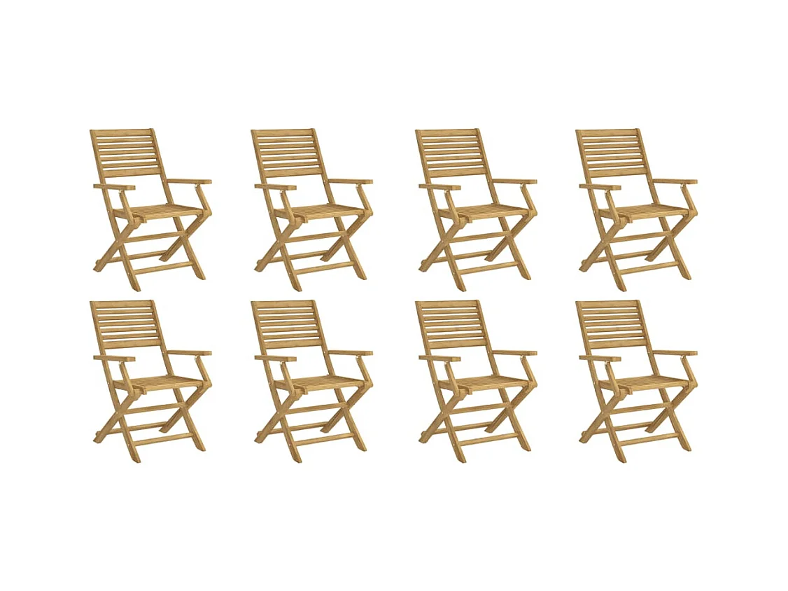 Chaises pliables de jardin lot de 8 bois massif d'acacia