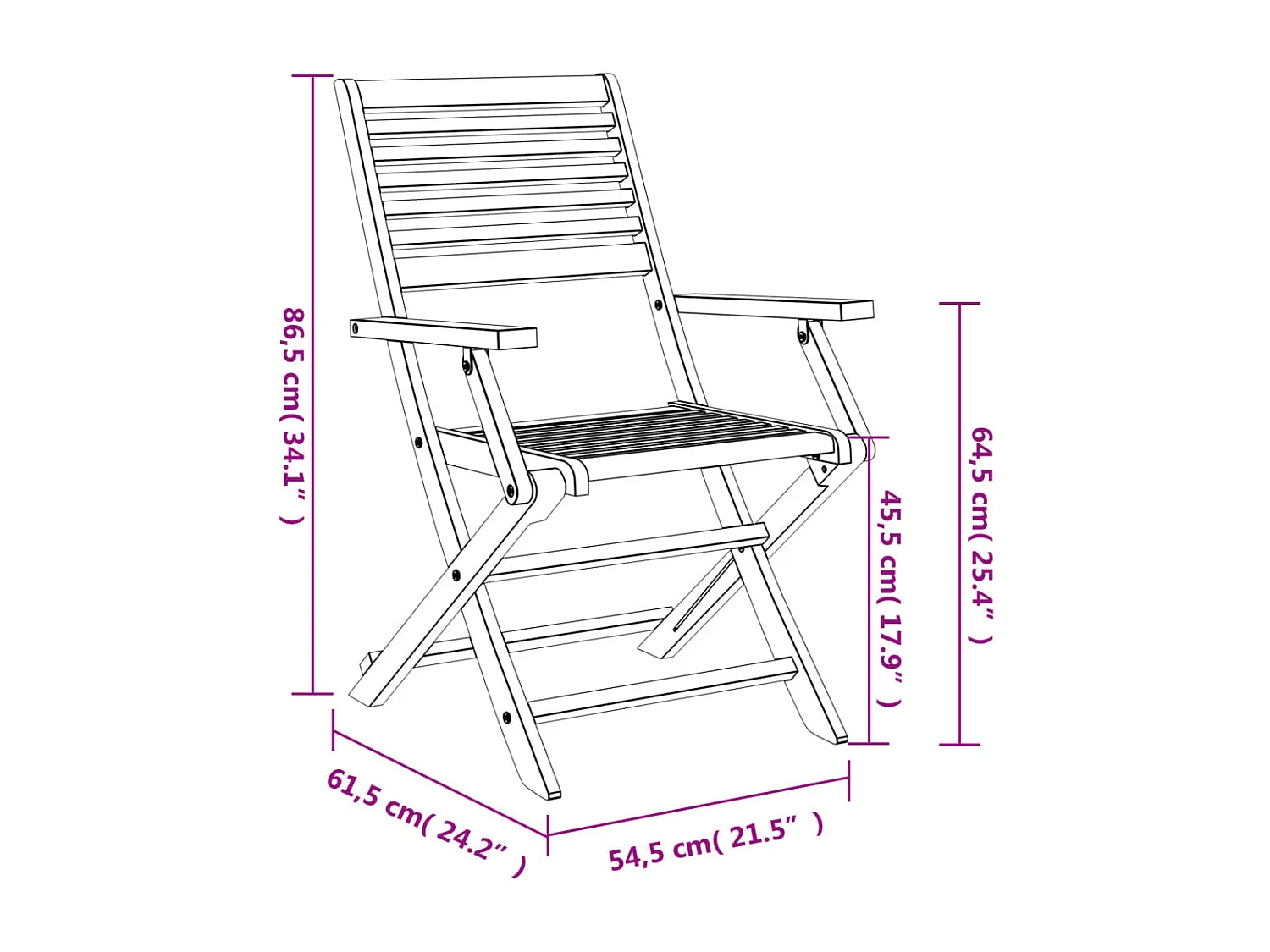 Chaises pliables de jardin lot de 8 bois massif d'acacia