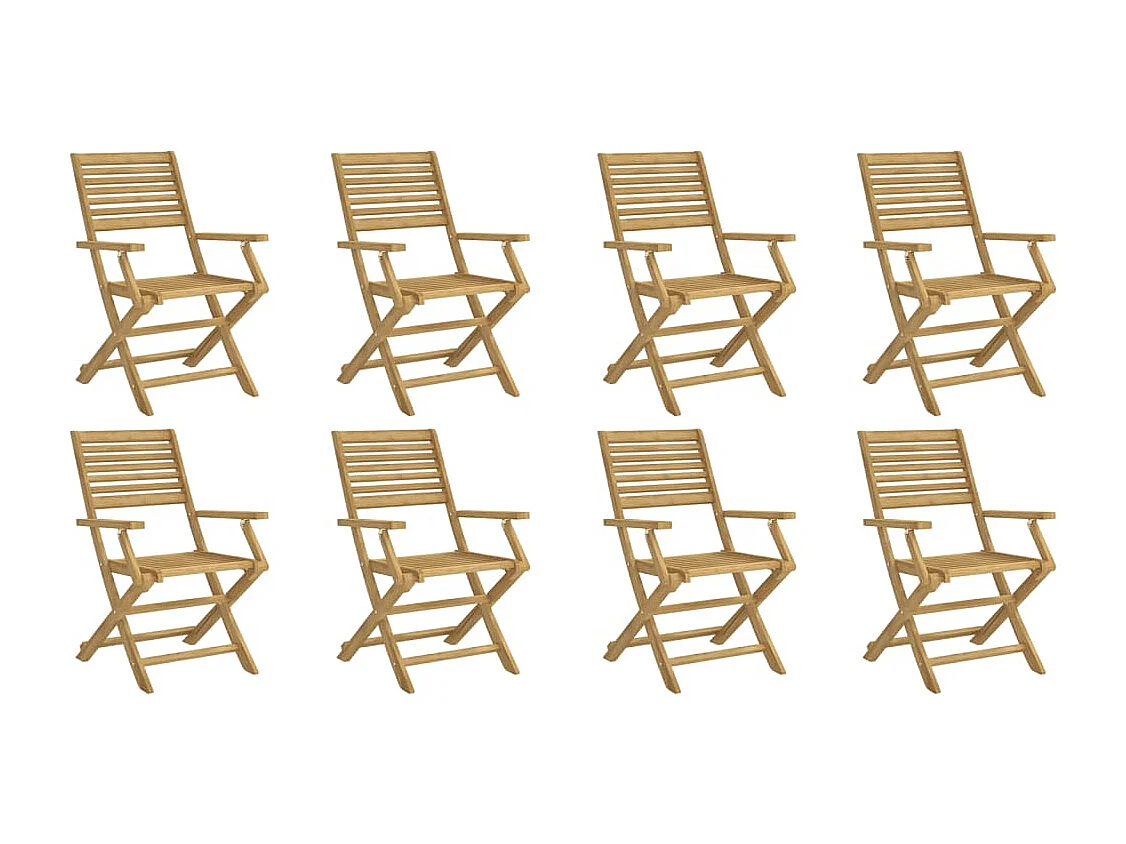 Chaises pliables de jardin lot de 8 bois massif d'acacia