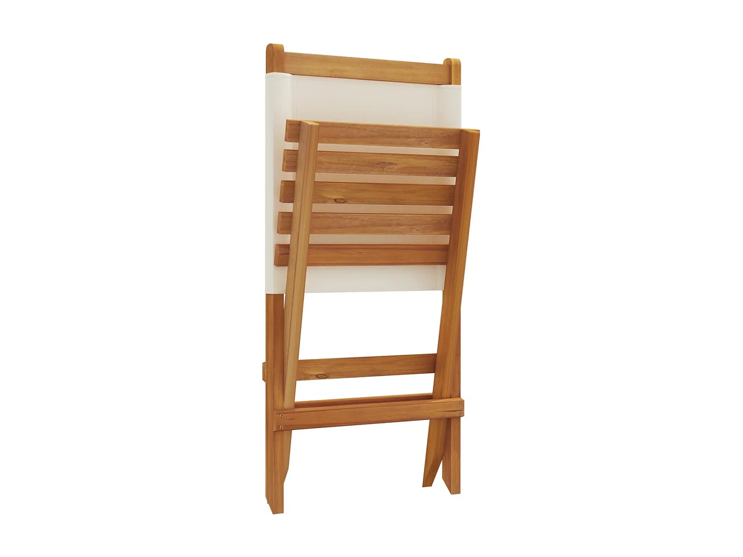 Sillas jardín plegables 4 unidades tela madera maciza y tela crema