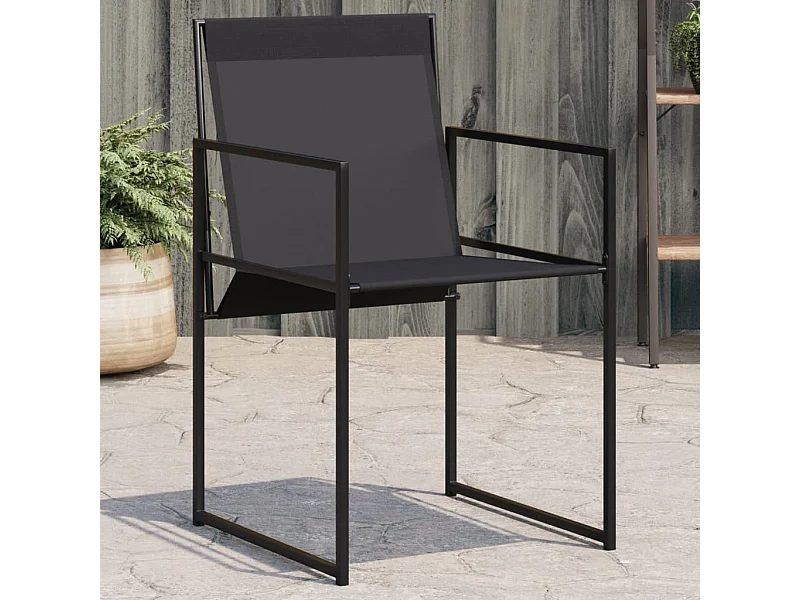 Chaises de jardin 4 pièces noir acier et textilène
