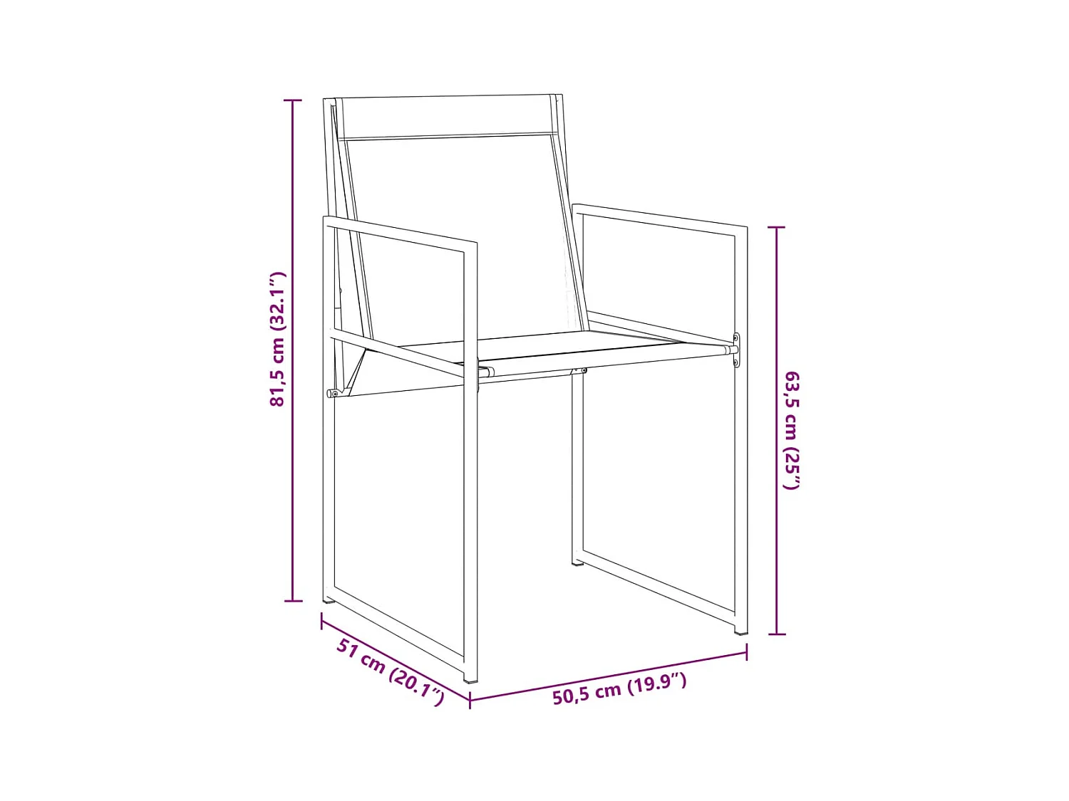 Cadeiras de jardim 4 peças aço e textilene preto