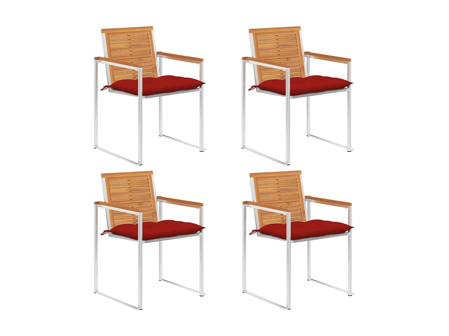 Chaises de jardin 4 pièces avec coussins Bois d'acacia massif