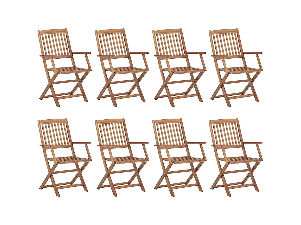 Chaises pliables d'extérieur avec coussins 8 pièces Bois d'acacia