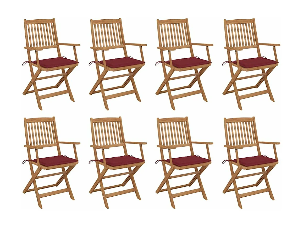 Chaises pliables d'extérieur avec coussins 8 pièces Bois d'acacia