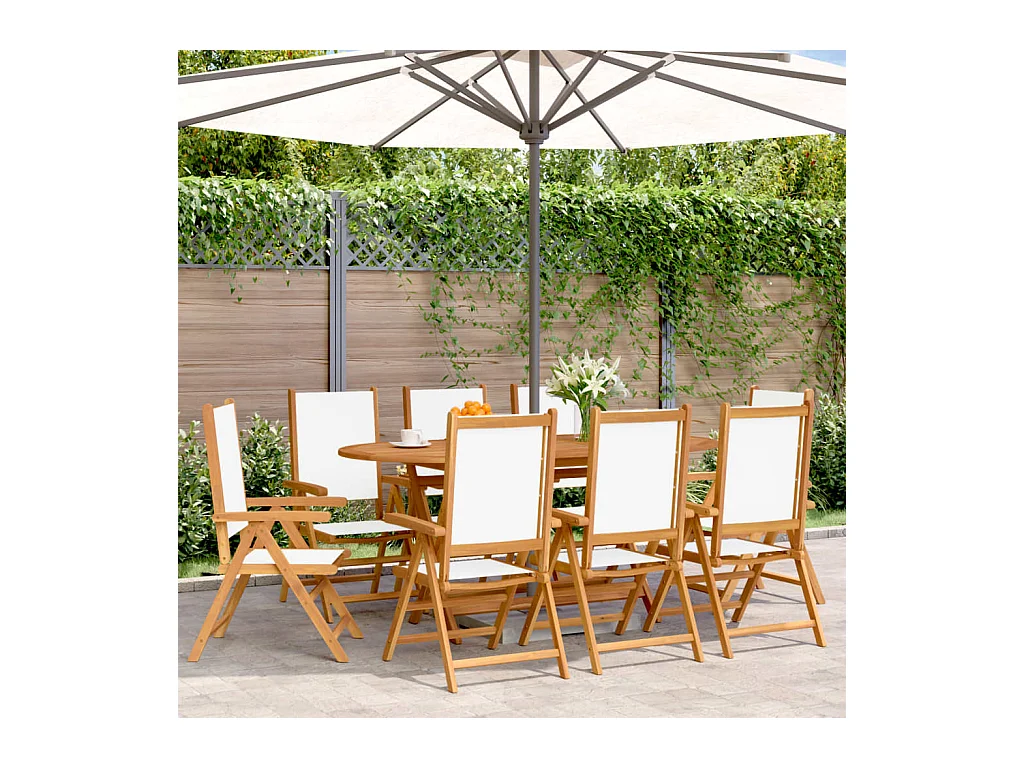 Chaises inclinables de jardin lot de 8 tissu et bois massif