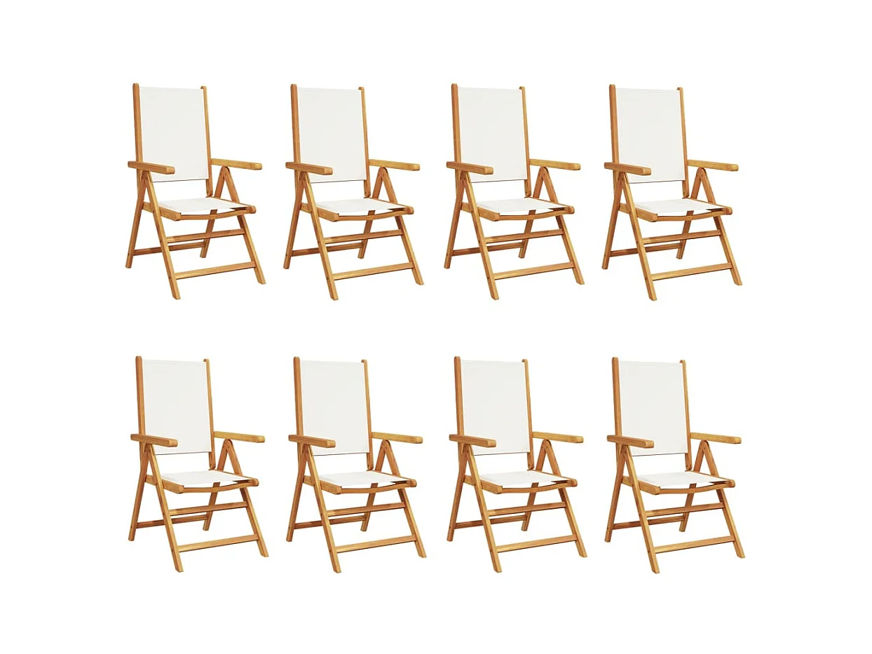 Chaises inclinables de jardin lot de 8 tissu et bois massif