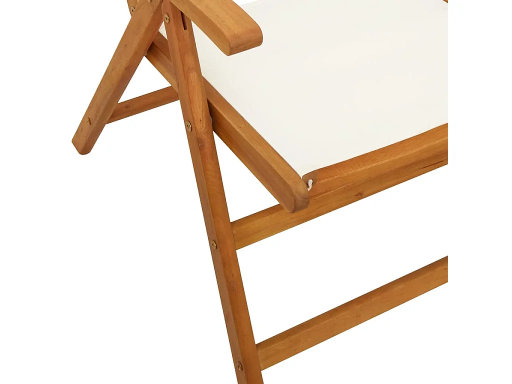 Cadeiras jardim reclin. 8 peças tecido/madeira maciça branco nata