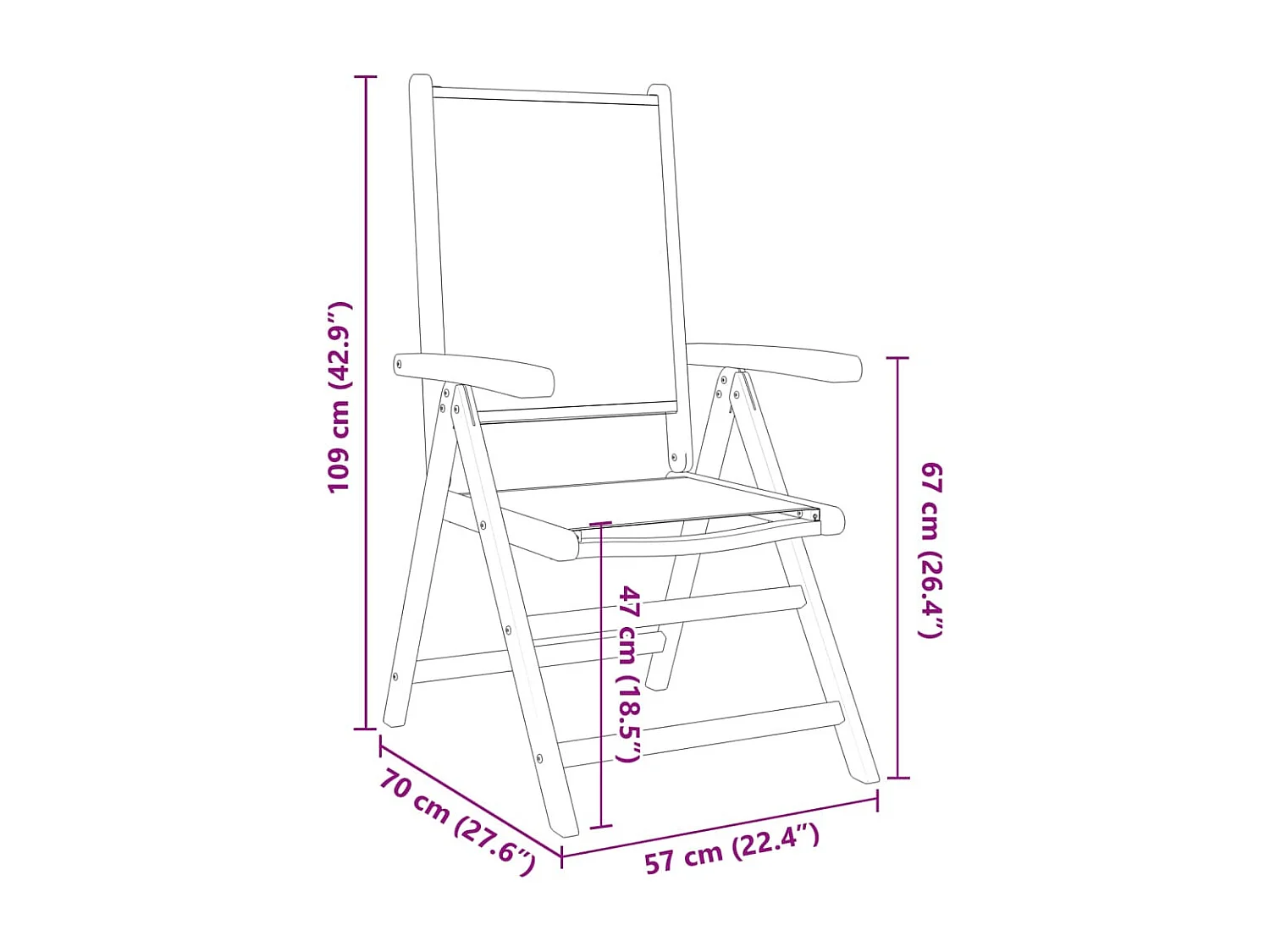 Cadeiras jardim reclin. 8 peças tecido/madeira maciça branco nata