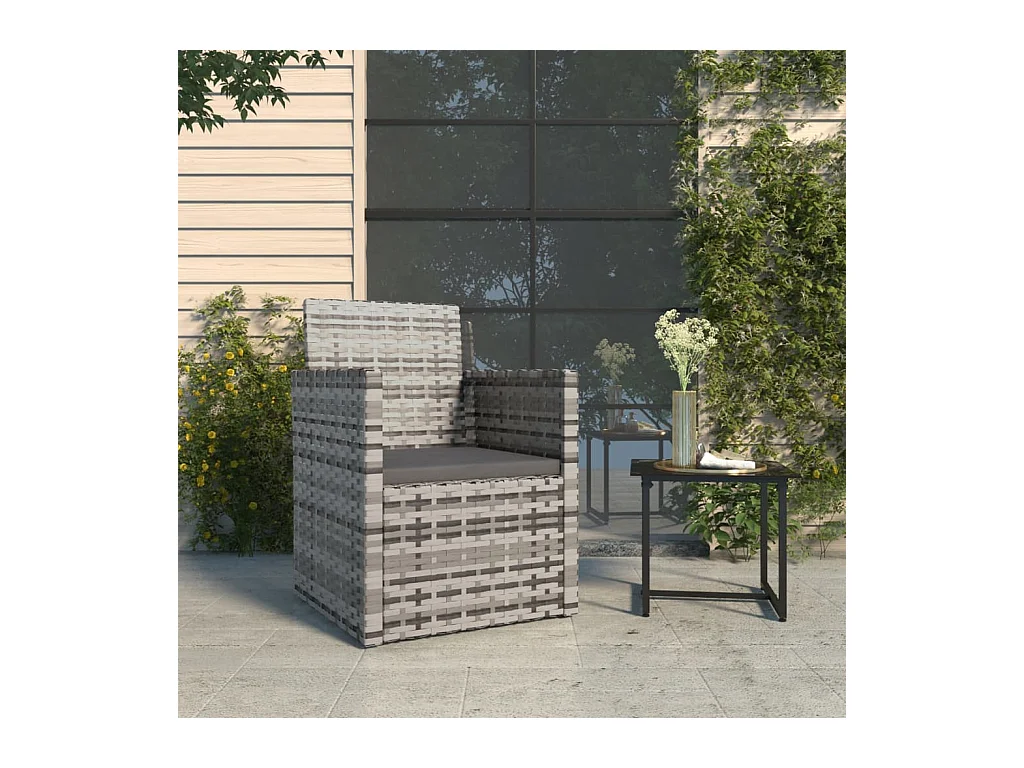 Fauteuil de jardin avec coussin Gris Résine tressée