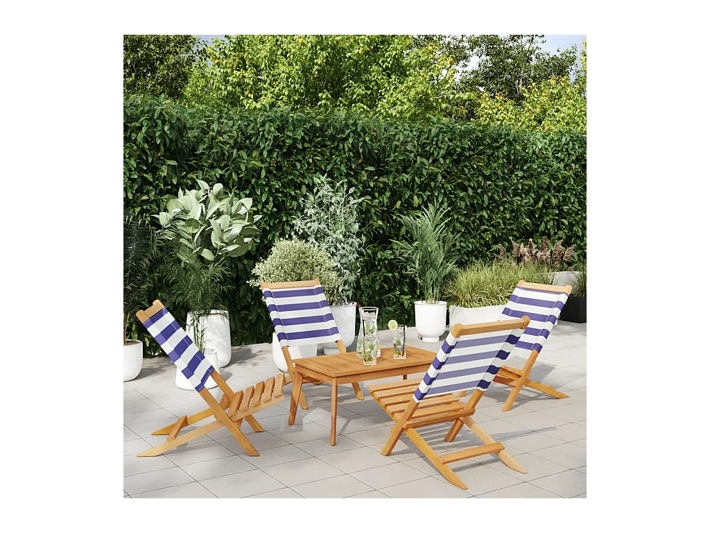Chaises de jardin pliantes lot de 4 tissu et bois massif