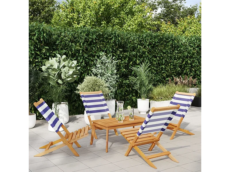 Chaises de jardin pliantes lot de 4 tissu et bois massif
