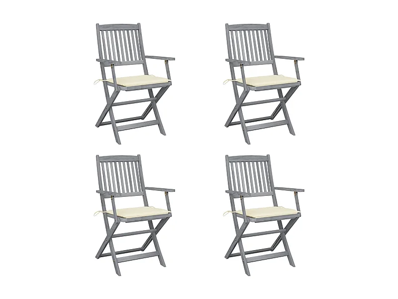 Chaises pliables d'extérieur 4 pièces avec coussins Bois d'acacia