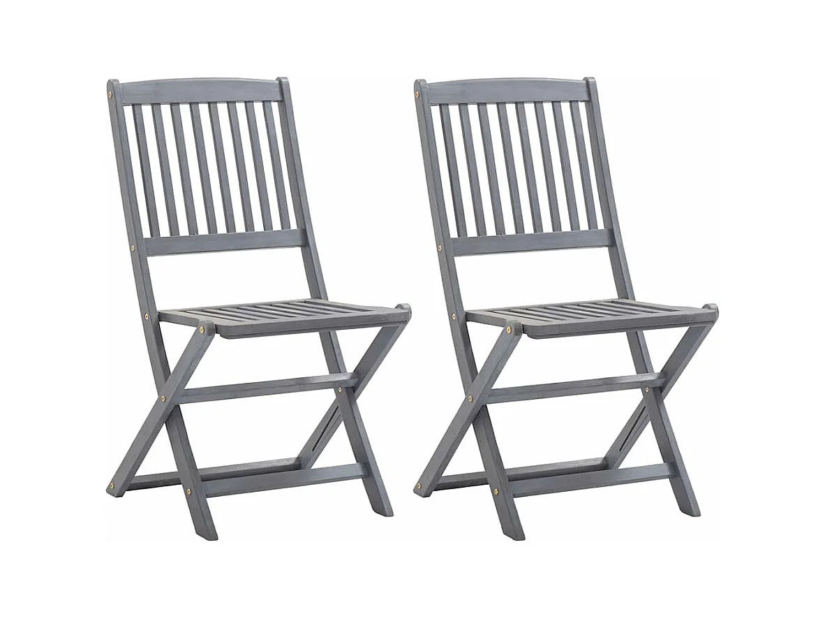 Chaises pliables d'extérieur 2 pièces avec coussins Bois d'acacia