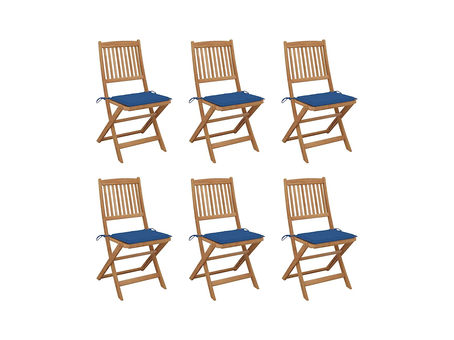 Chaises pliables de jardin 6 pièces avec coussins Bois d'acacia