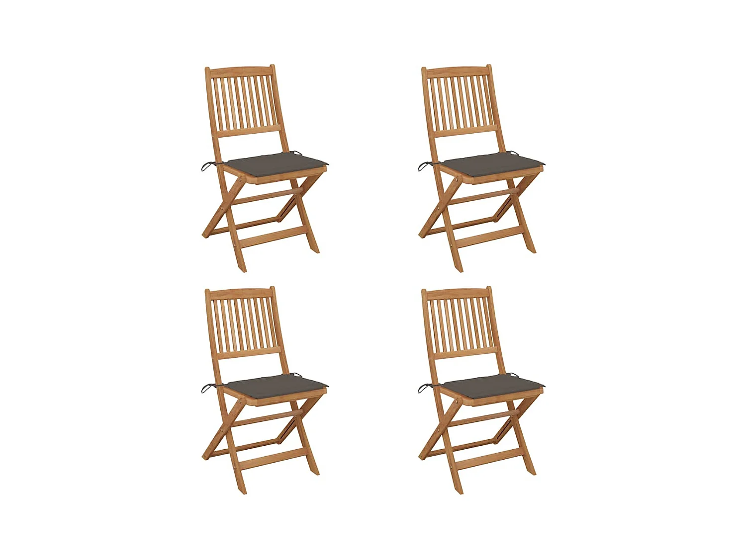 Chaises pliables de jardin 4 pièces avec coussins Bois d'acacia