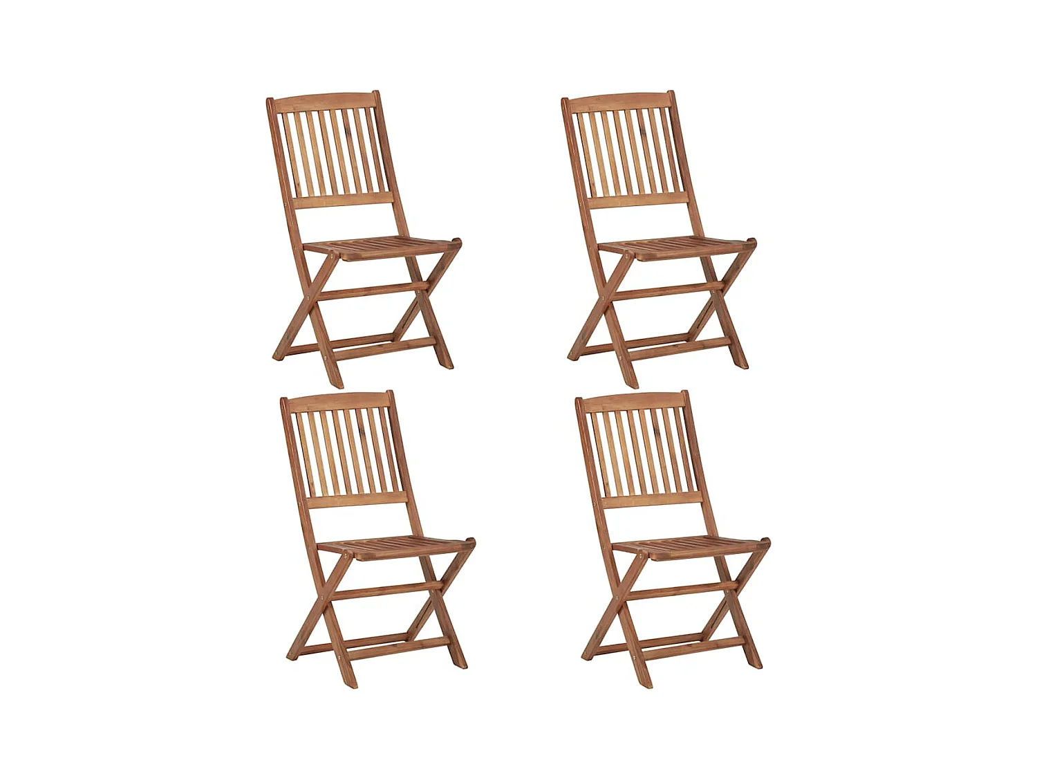 Chaises pliables de jardin 4 pièces avec coussins Bois d'acacia