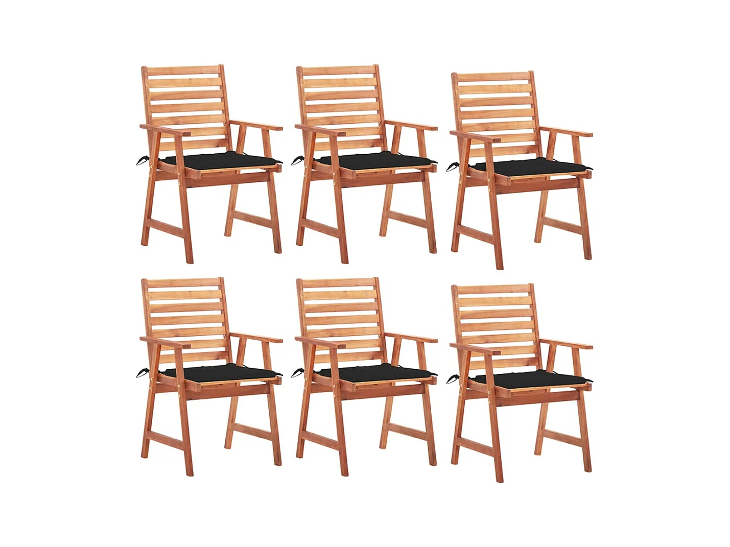 Chaises à dîner d'extérieur 6 pièces avec coussins Acacia massif