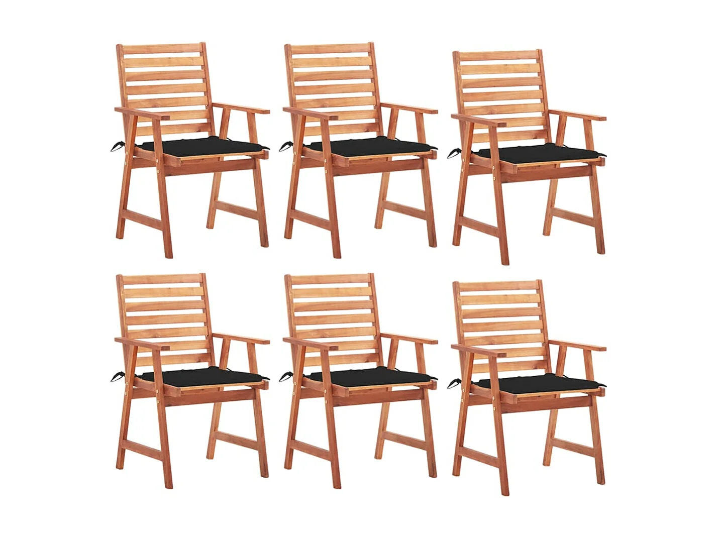 Chaises à dîner d'extérieur 6 pièces avec coussins Acacia massif